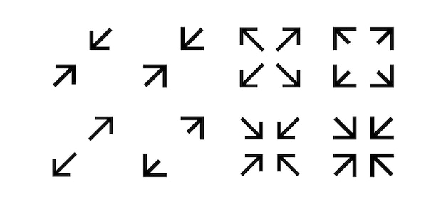 Fullscreen vector Icon with Arrows Expand Maximize and minimize signs for Screen