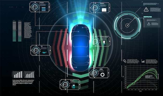 future concepts smart auto hud gui hologram automatic braking system avoid car crash from car