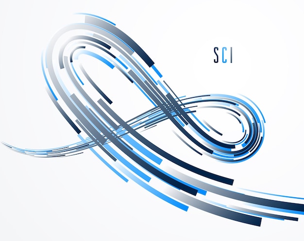 Future technology and science vector abstract background with 3D line elements in perspective, dynamic motion connection theme, template for ads or poster or cover.