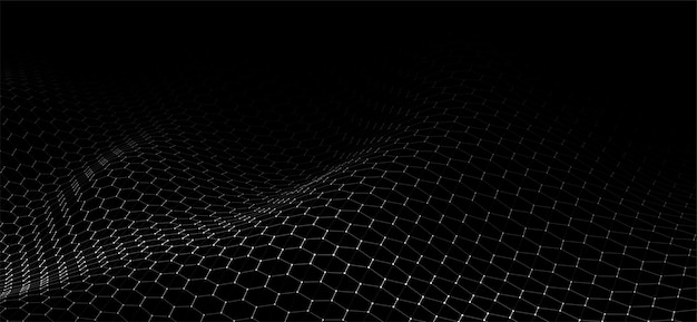 Futuristic black hexagon dynamic wave Futuristic honeycomb concept Digital technology web flow Big data visualization Vector Illustration