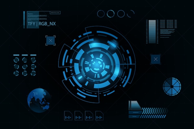 Futuristic element panel.World map data analysis information
