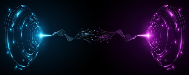 Futuristic HUD circles with glowing neural connectors into cyberspace Big data analysis Digital scifi element UI and GUI design Technology background Vector illustration EPS 10