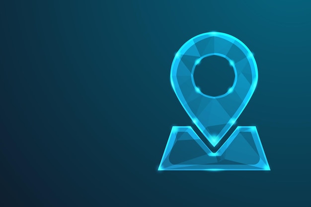 Futuristic Neon Location Icon Digital GPS Pin Glowing Navigation Symbol Cyber Map Marker AI Technology