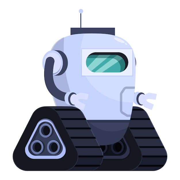 Futuristic robot exploring its surroundings on tracks