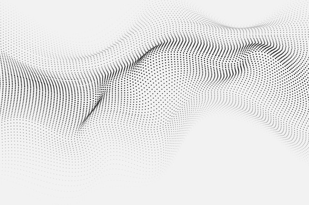 Futuristic smooth twist of dots with a ripple grid of atoms background illustration design