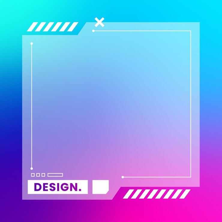 Futuristic square gradient background Social media frame vector illustration