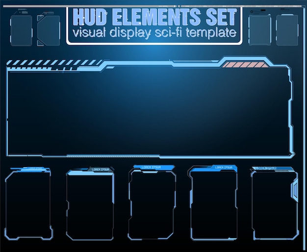 futuristic vector hud interface screen design. digital callouts titles. hud ui gui futuristic user interface screen elements set. high tech screen for video game. sci-fi concept design.