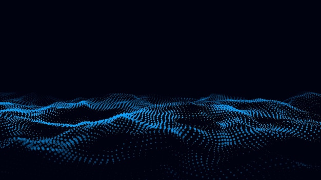 futuristic vector technology wave digital cyberspace abstract wave with moving particles