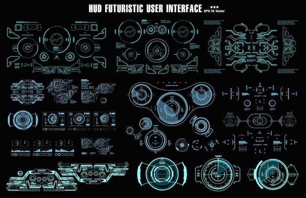Futuristic virtual graphic touch user interface HUD dashboard display virtual reality technology screen target