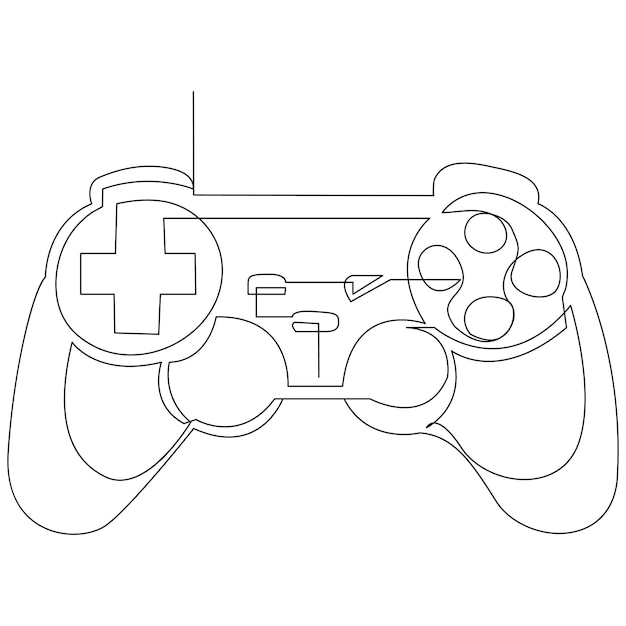Game controller continuous single line outline vector art drawing and simple one line design