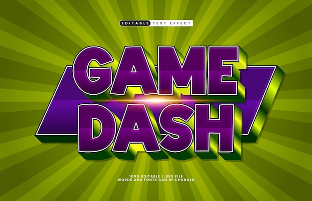 game dash editable text effect with a play and game text effect