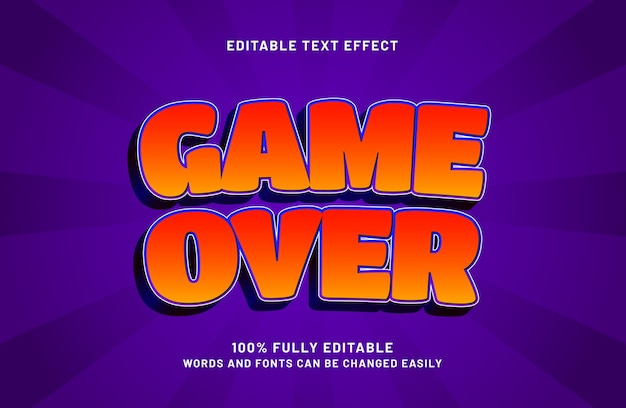 game over editable text effect in simple and hero text style
