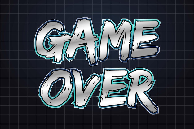 Game over gaming logo typography 3d editable text effect font style template background design