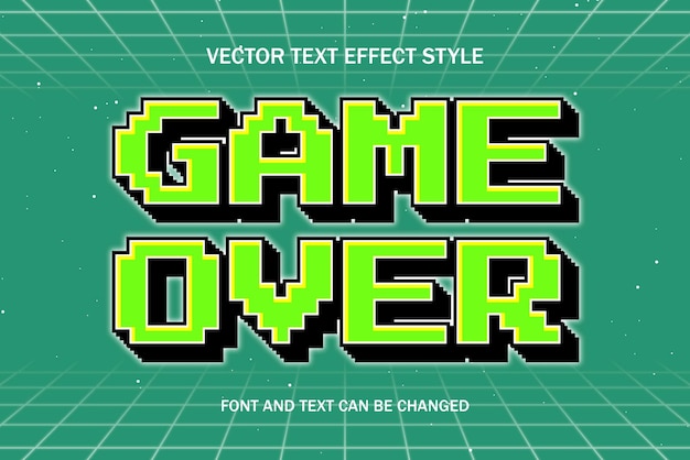 game over video games green color pixel art editable text effect font style retro vintage games