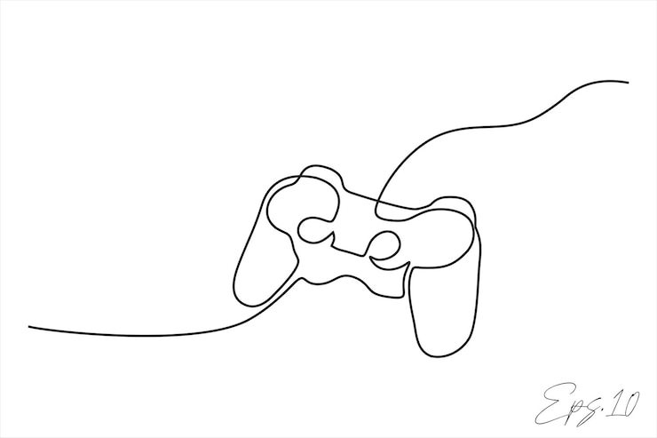 Vektor game stick continuous line vector illustration