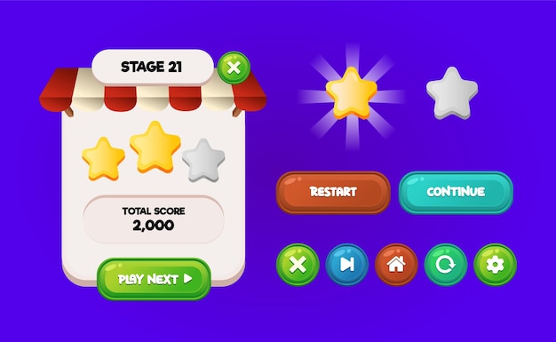 game ui popup level completed window of graphical user interface gui to build 2d games