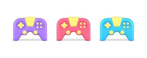 gamepad with buttons for online virtual game playing 3d icon set realistic vector illustration