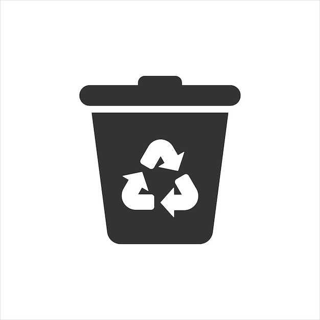 garbage bin icon in flat style recycle vector illustration on white isolated background trash basket sign business concept