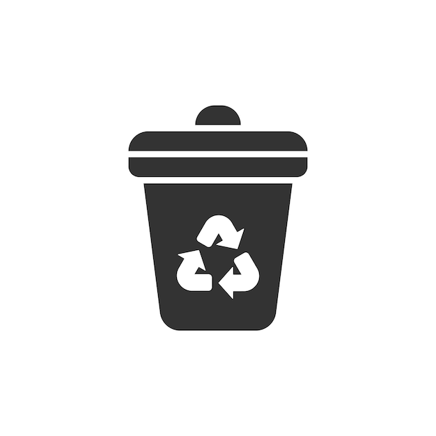garbage bin icon in flat style recycle vector illustration on white isolated background trash basket sign business concept