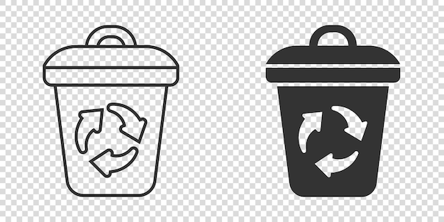 Garbage bin icon in flat style Recycle vector illustration on white isolated background Trash basket sign business concept