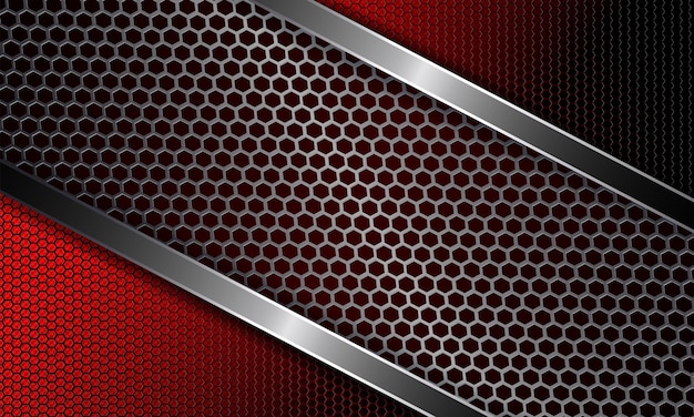 Geometric dark red design with a frame metal grille with edging