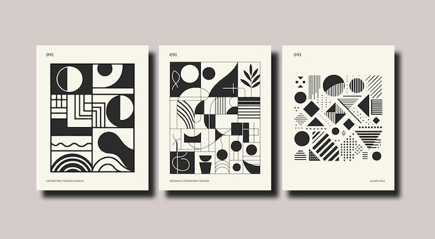 Geometric Matisse inspired contemporary shapes compositions cover poster