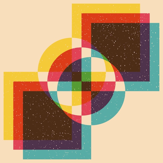 geometric object with riso print effect vector graphic element