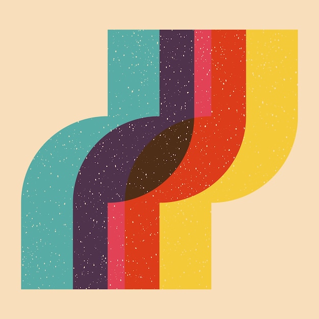 geometric object with riso print effect vector graphic element