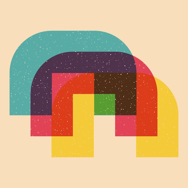 geometric object with riso print effect vector graphic element