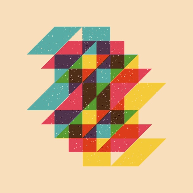 geometric object with riso print effect vector graphic element