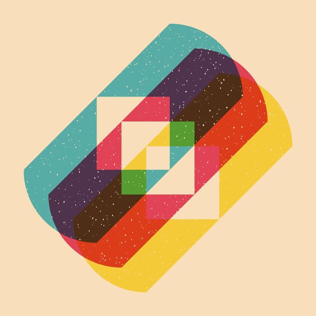 'geometric object with riso print effect vector graphic element