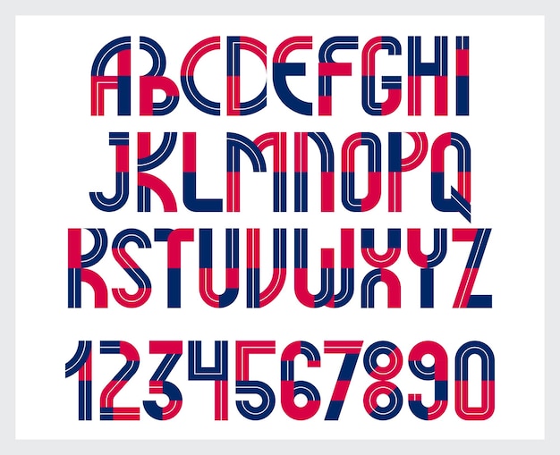 Geometric original font vector design geometrical typography alphabet letters set including numbers abstract unique letters type