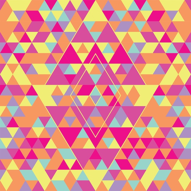Geometric seamless pattern with colorful triangles Pink yellow and purple