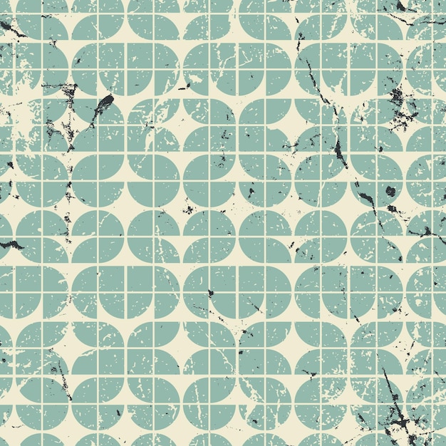 Geometric seamless pattern with mess aged texture vector background