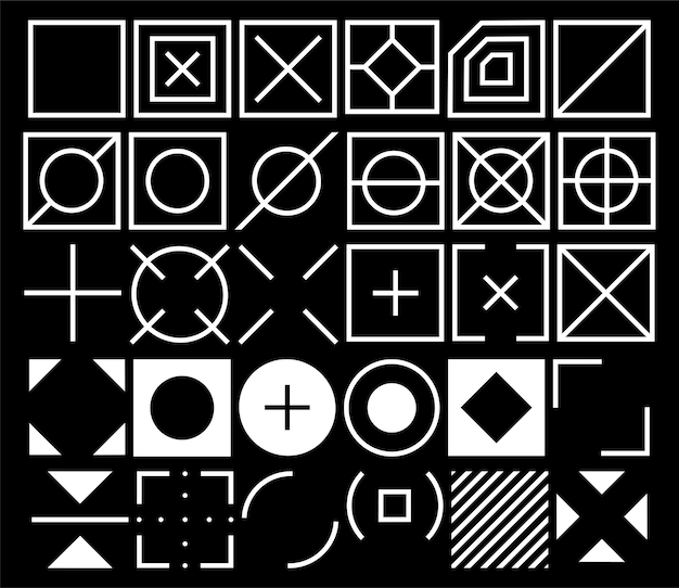 geometric shapes set squares circles line solid neotech