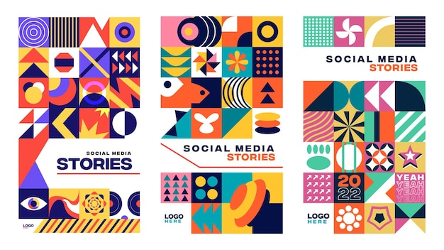 Geometrical shapes with social media story design template