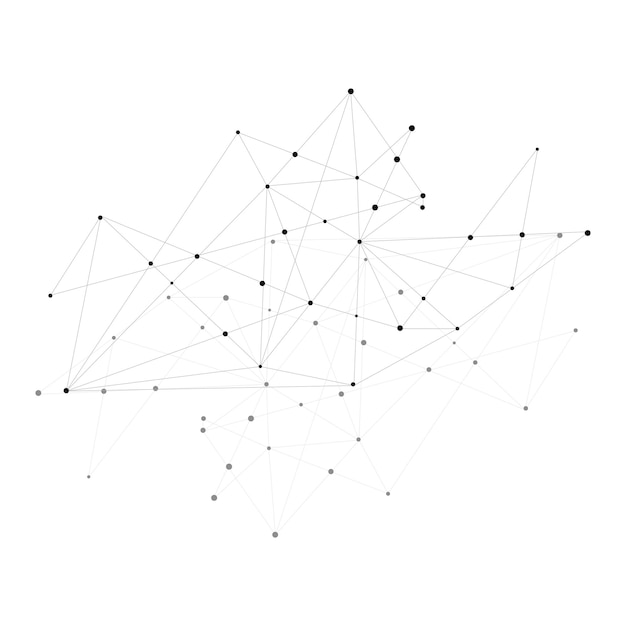 Geometrical triangle mesh line wire frame with dots isolated
