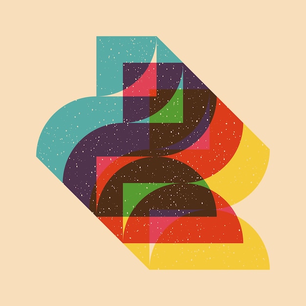 Geometrisk objekt med riso-print-effekt Vektor Grafisk element