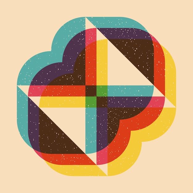 Geometrisk objekt med riso-utskriftseffekt Vektor Grafisk element