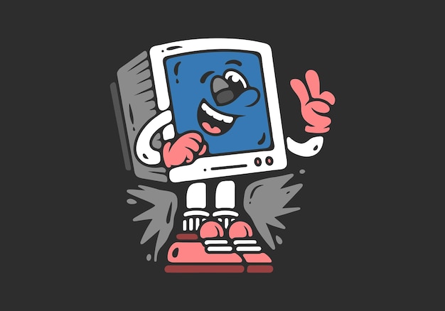 getting old no problem box monitor character with happy expression illustration
