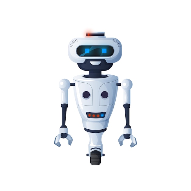 Giant robot mechanical sci fi futuristic kids toy on one wheel isolated Vector humanoid robot smart helper on one wheel character from future Hitech automation modern stylish robotic cyborg