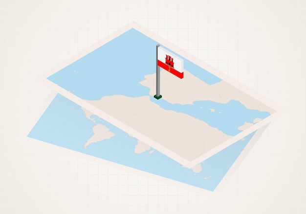 Gibraltar selected on map with isometric flag of Gibraltar