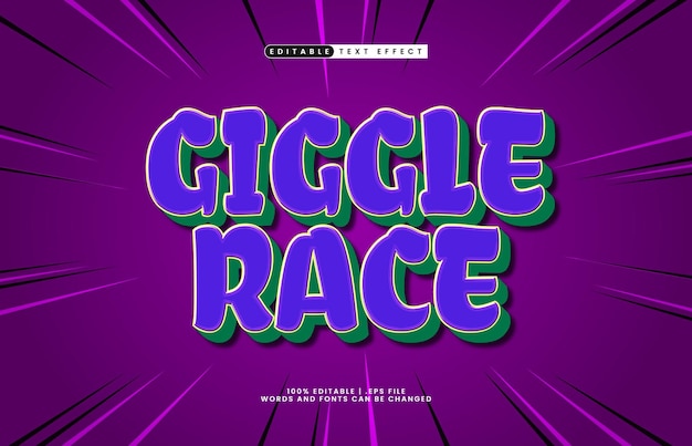 giggle race 3d editable text effect in a fun and friendly game font style