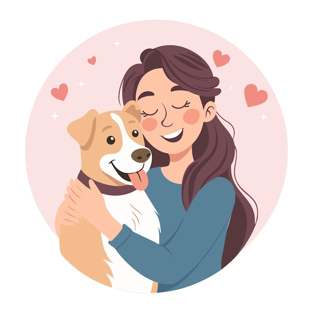 girl hugging her dog