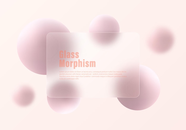glass morphism website landing page template frosted glass partition with floating spheres