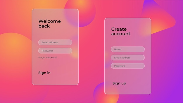 glassmorphism concept with geometric shapes. gradient vector glassmorphism banner background.