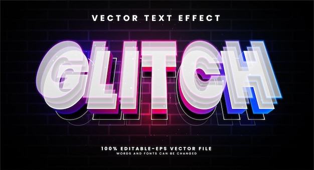 Glitch editable text style effect with digital concept