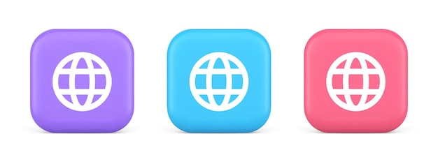 Global internet connection GPS planet button network web business communication 3d icon