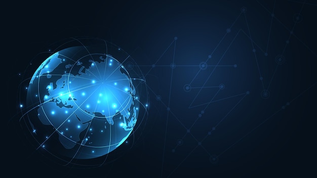 Global nettverkstilkobling Verdenskart abstrakt teknologi bakgrunn global forretningsinnovasjonskonsept