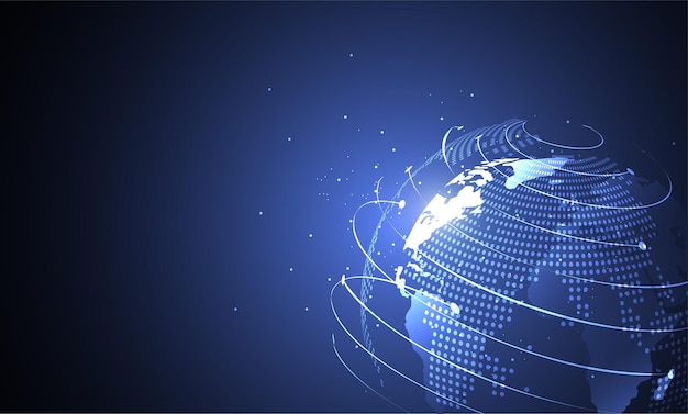 Global nettverkstilkobling Verdenskart punkt og linje komposisjon konsept for global business Vektorillustrasjon